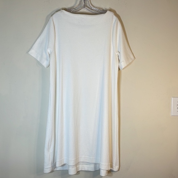 NWT. HATCH X J. Crew L/XL White Textured Short Sleeve Shift Maternity Dress. - Picture 8 of 10